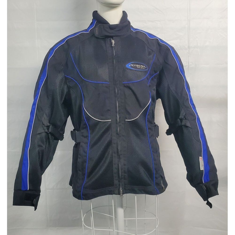 Olympia Womans Medium Armored Summer Motocycle Jacket Blue & Black Reflective